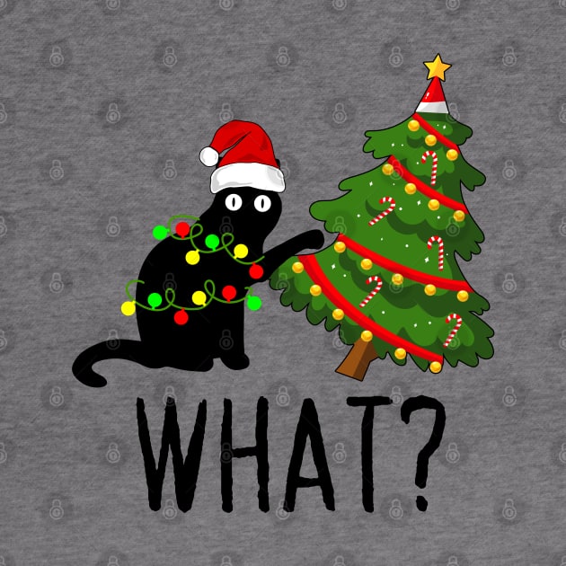 Black Cat Pushing Christmas Tree Over Cat What? by DenverSlade